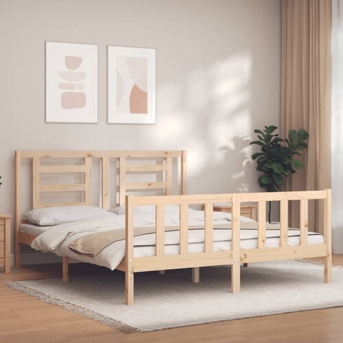 VidaXL Posteljni okvir z vzglavjem 160x200 cm trden les, (20642325) Slike