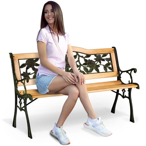  Klupa za park s naslonom 123,5 x 74 x 48 cm Gardi Rose Sofotel Slike