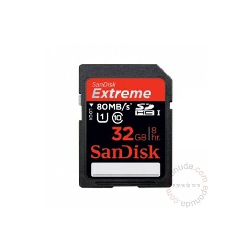 Sandisk SDHC 32GB Extreme 80 MB/s UHS1 memorijska kartica Slike