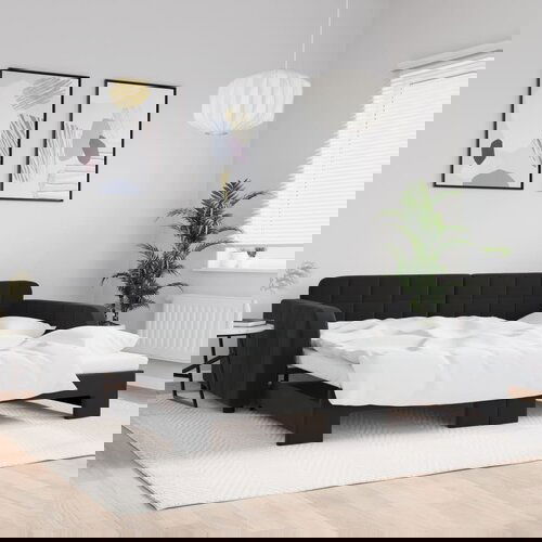 VidaXL Izvlečna dnevna postelja črna 100x200 cm žamet Slike