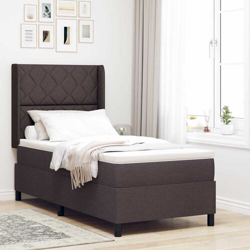 LED Box Spring Krevet Tamno smeđa 100 x 200 cm tkanina Cijene