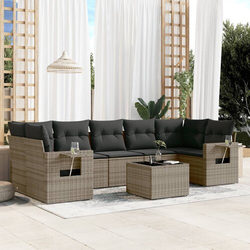 VidaXL 8-dijelni set vrtnih sofa od poliratana s jastucima sivi Slike