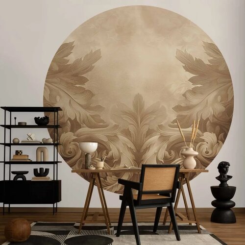  Okrugla fototapeta - Carved ornaments in shades of sepia 230x230 Slike