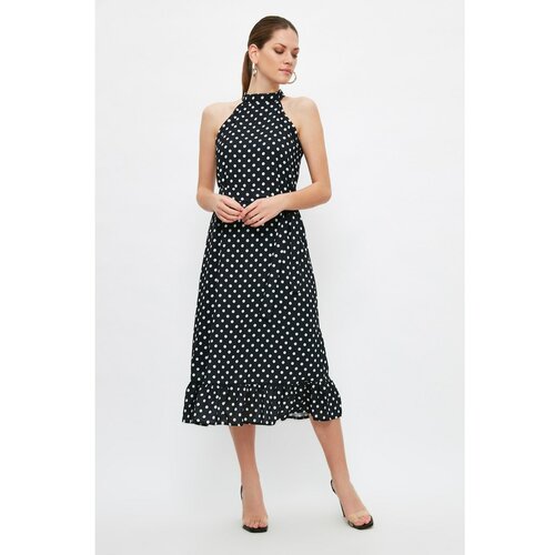 Trendyol multicolor belted polka dot dress Slike