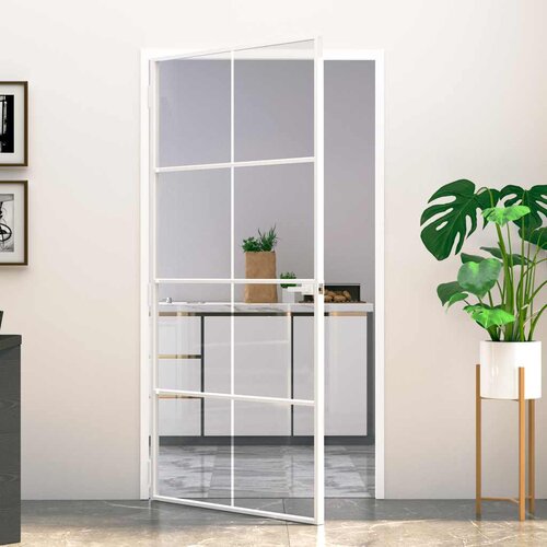 Sobna vrata bijela 102x201,5 cm kaljeno staklo i aluminij tanka Cijene