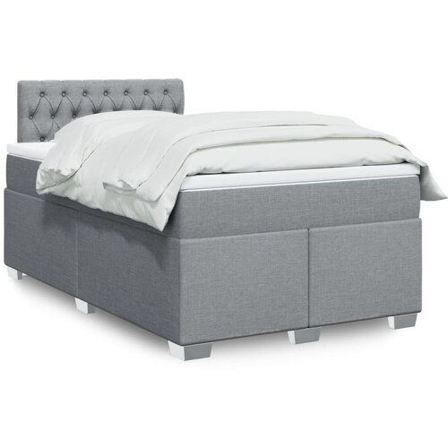 vidaXL Box spring postelja z vzmetnico svetlo siva 120x200 cm blago Cene