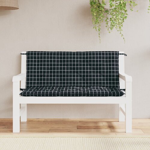 vidaXL Jastuci za vrtnu klupu 2 kom crni karirani 120x50x7 cm tkanina Cijene