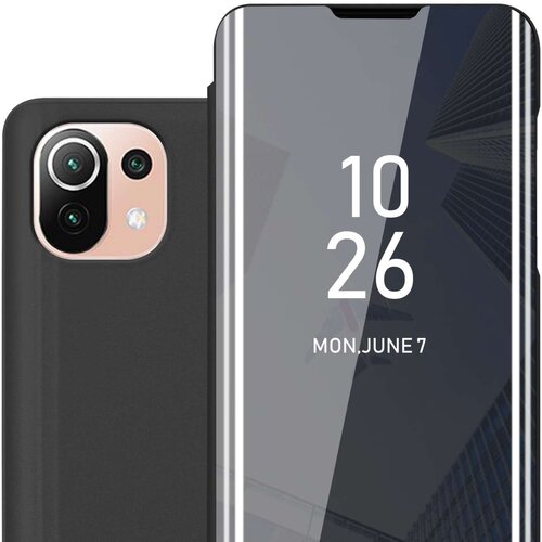Cadorabo Ohi&scaron;je združljivo z Xiaomi Mi 11 LITE (4G/5G)/11 LITE NE in črni turmalin - Clear View Mirror za&scaron;čitni pokrov s funkcijo stojala 360&deg; za&scaron;čita, (20860512) Cene