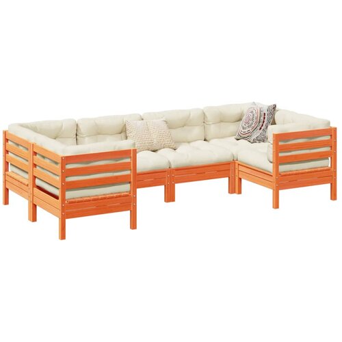 vidaXL 6-dijelni set vrtnih sofa s jastucima voštano smeđi od borovine Cijene