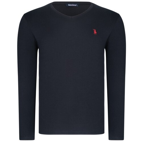 Dewberry DUAL SET T8587 V COLLAR MEN'S SWEATSHIRT-ANTHRACITIS-BLACK Cene