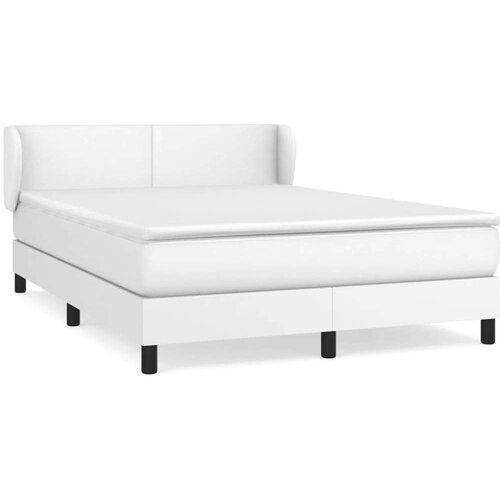  Krevet s oprugama i madracem bijeli 140x190 cm od umjetne kože Slike
