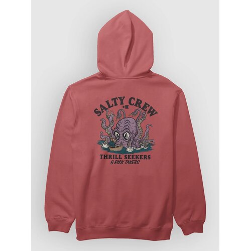 Salty Crew Kraken Monst Pulover s kapuco washed red Slike