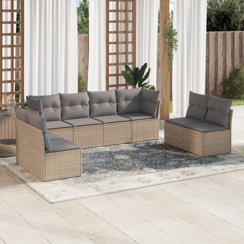 vidaXL 8-dijelni set vrtnih sofa od poliratana s jastucima bež Cijene