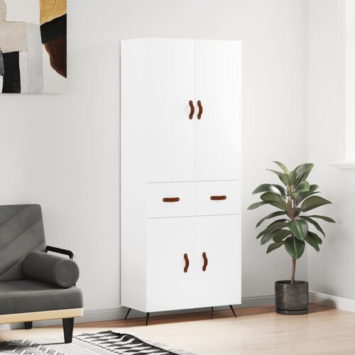  Visoka komoda bijela 69,5x34x180 cm konstruirano drvo Cene