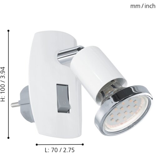 Eglo mini 4 spot/1, led, gu10, 3w, 240lm, za utič. bela 2R49MQK Slike