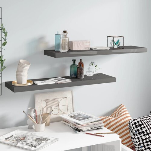 VidaXL Plutajuće zidne police 2 kom sjajne sive 90 x 23,5 x 3,8 cm MDF Slike