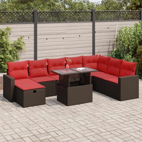 vidaXL 9-dijelni set vrtnih sofa s jastucima crni od poliratana bagrem Cijene