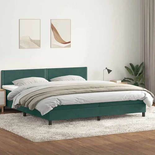 Box Spring krevet s madracem tamnozeleni 200x210 cm baršun