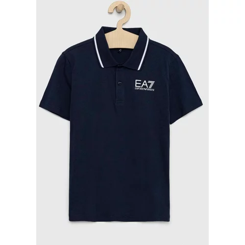 Ea7 Emporio Armani Pamučna polo majica boja: tamno plava, jednobojni model