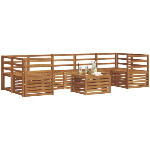  Set vanjskih sofa 8 kom. Prirodna Čvrsto drvo akacije Smeđa 59 x 59 x 37 cm Slike