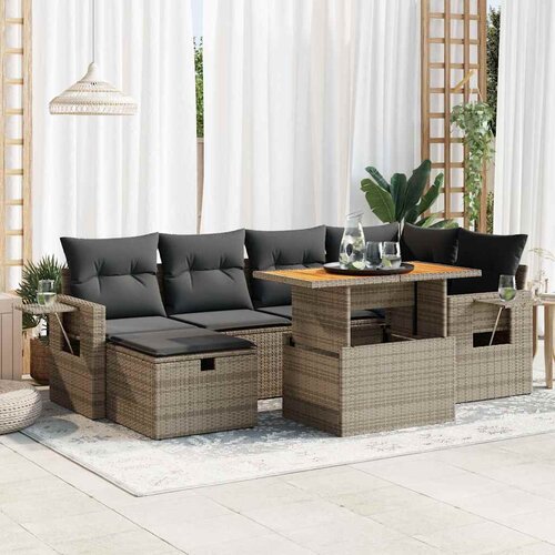  8-dijelni set vrtnih sofa od poliratana s jastucima sivi bagrem Cene