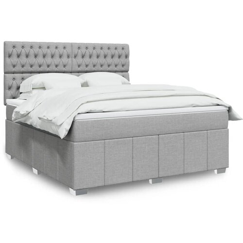 VidaXL Krevet s oprugama i madracem svjetlosivi 180x200 cm od tkanine Slike