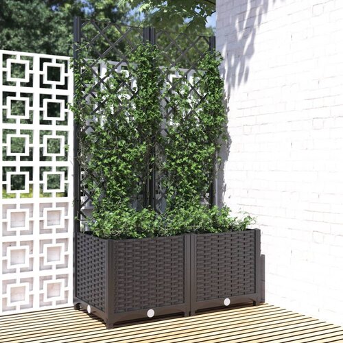 vidaXL Vrtna sadilica s rešetkom crna 80 x 40 x 136 cm PP Cijene