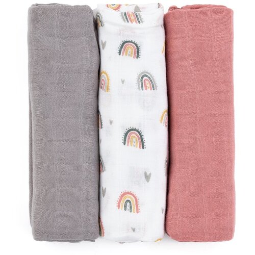 Petite&Mars Moussy platnene pelene Rose Rainbows 68 x 68 cm 3 kom Cijene