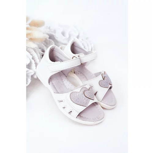 Kesi Child's Velcro Sandals White My Heart