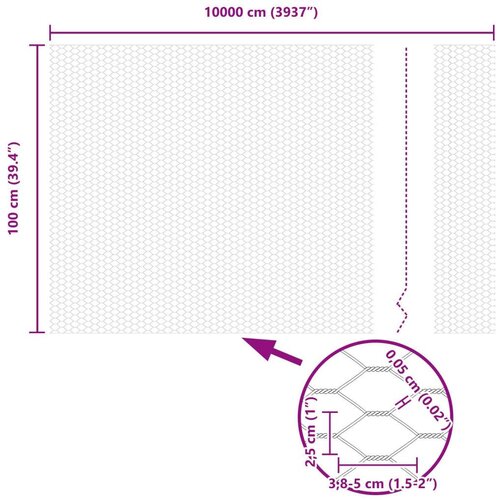 VidaXL Heksagonalna ograda Pocinčani čelik 10000 x 0.05 x 100 cm Slike