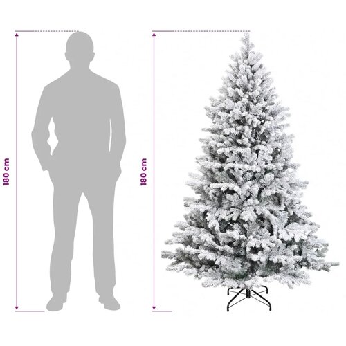  Umjetno božićno drvce s nogom 180 cm PVC i metal - Zelena i bijela 180 cm bez LED svjetala Slike