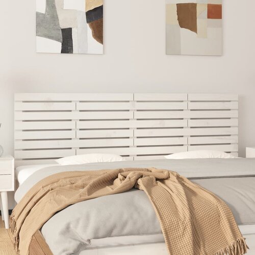 vidaXL Stensko posteljno vzglavje belo 166x3x63 cm trdna borovina Cene