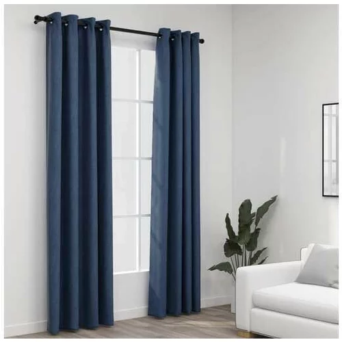  Zatemnitvene zavese z obročki 2 kosa modre 140x225 cm