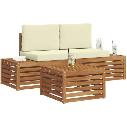  Set vanjskih sofa s jastukom 3 Komad Prirodna i krem Slike