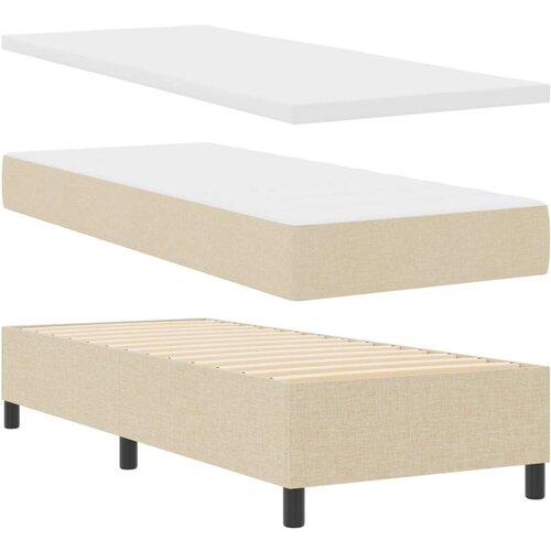  Krevet s box springom s madracem Bež 80x200 cm Tkanina Slike