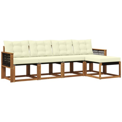 vidaXL Zunanja garnitura za sedenje z blazino 5 pcs Naravna in smetana, (5000273314) Cene