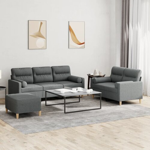  3-dijelni set sofa s jastucima tamnosivi od tkanine Cijene