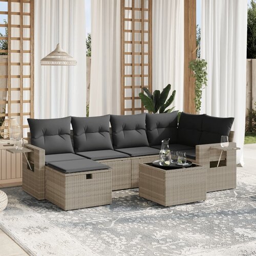 vidaXL 7-dijelni set vrtnih sofa svjetlosivi od poliratana Cijene