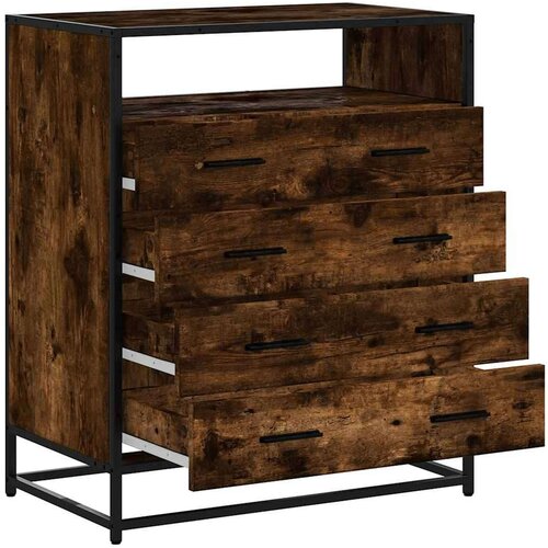 VidaXL Ormar s ladicama dimljeni hrast 70x41x83,5 cm konstruirano drvo Slike