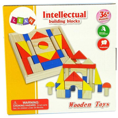Montessori set drvenih blokova za gradnju kuće/dvorca, &amp;scaron;areni Slike