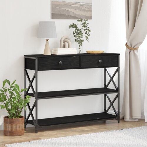  Konzolna stolica s ladicama Crni hrast 100 x 28 x 75 cm Cene