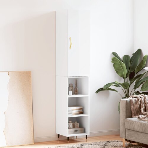 vidaXL Visoka komoda sjajna bijela 34 5x34x180 cm konstruirano drvo Cene