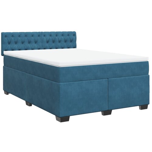 vidaXL box spring postelja z vzmetnico temno modra 140x190cm žamet, (21310468) Cene