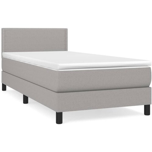 Maison Chic Box spring postelja - Vzmetna postelja z vzmetnico svetlo siva 90x190 cm blago SL12955, (21900213) Slike