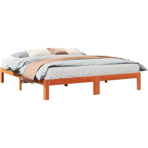  Posteljni okvir brez vzmetnice voščeno rjav 160x200 cm borovina, (22011677) Cene