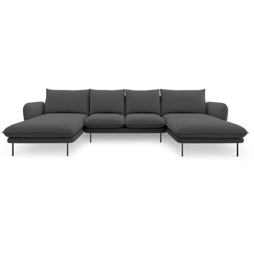 Cosmopolitan Design temno siva sedežna garnitura v U obliki Vienna Slike