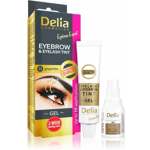 Delia Cosmetics Eyebrow Expert barva za obrvi in trepalnice z aktivatorjem odtenek 1.1. Graphite 2 x 15 ml