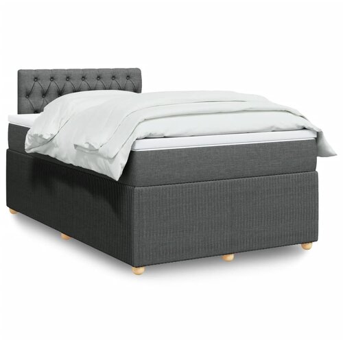 vidaXL Box spring postelja z vzmetnico temno siva 120x200 cm blago Cene