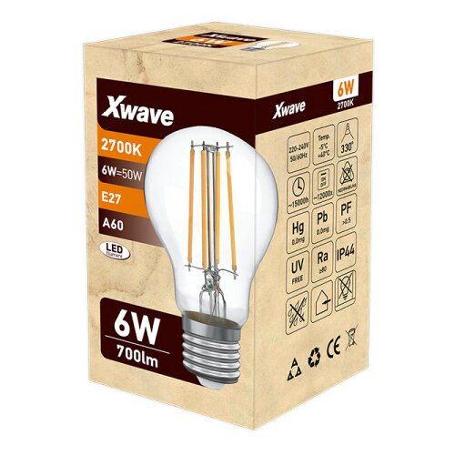  Xwave E27 6W SL-F-A6-2700K Filament Sijalica 2700K Cene