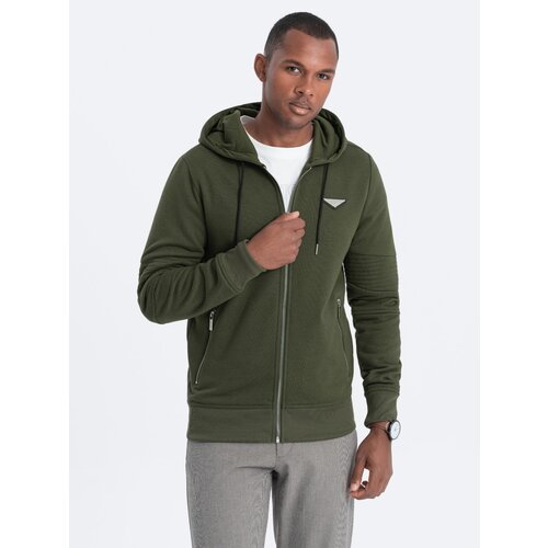 Ombre Men&amp;#039;s unbuttoned hooded sweatshirt - olive Slike